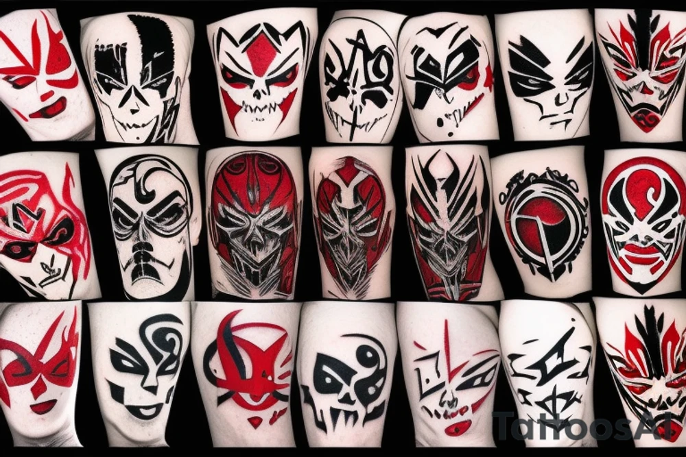 full arm, red and black tattoo idea