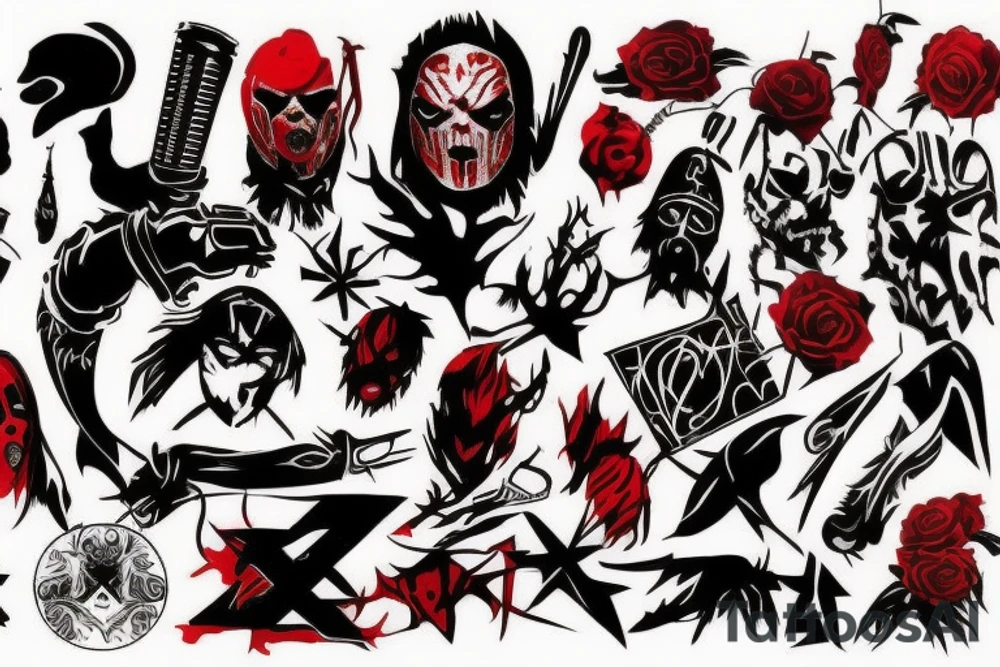 full arm, red and black tattoo idea