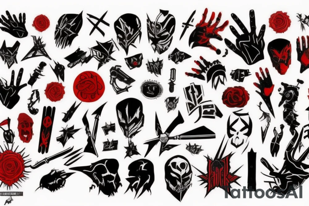 full arm, red and black tattoo idea