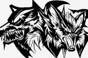“LEGS FEED THE WOLF” in Metallica logo style tattoo idea