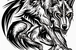 “LEGS FEED THE WOLF” in Metallica logo style tattoo idea