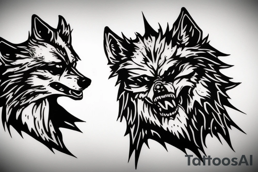 “LEGS FEED THE WOLF” in Metallica logo style tattoo idea