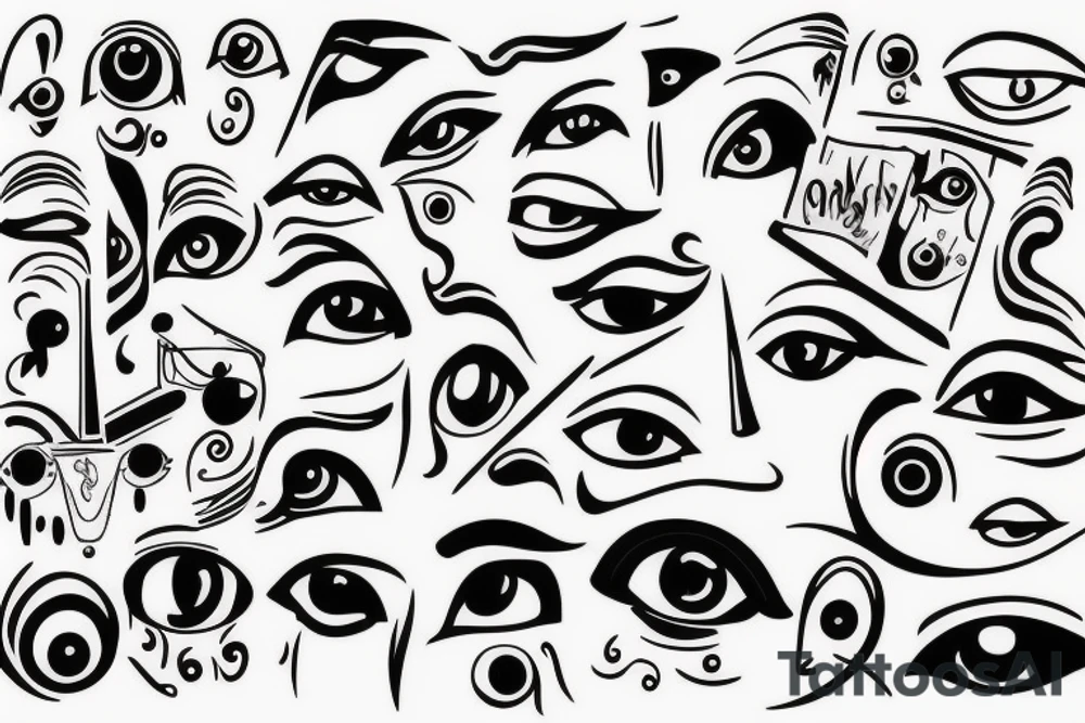 vision eyes trippy tattoo idea