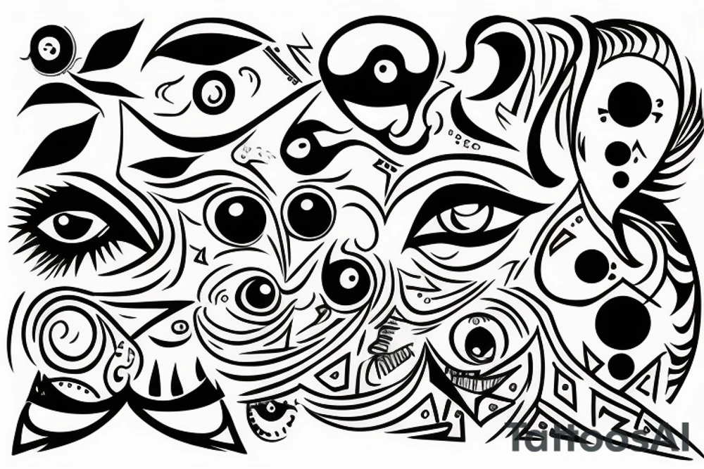 vision eyes trippy tattoo idea