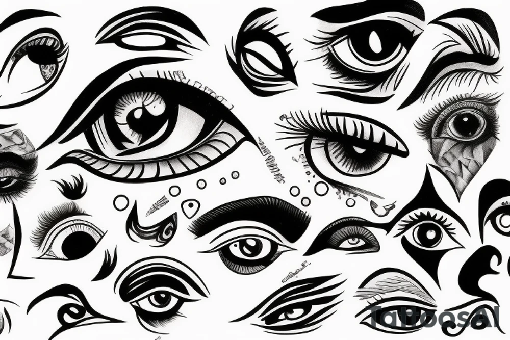 multiple vision eyes tattoo idea