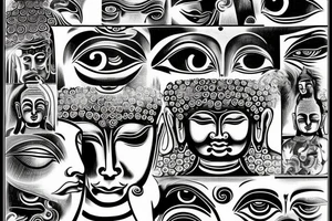 multiple vision eyes buddha tattoo idea