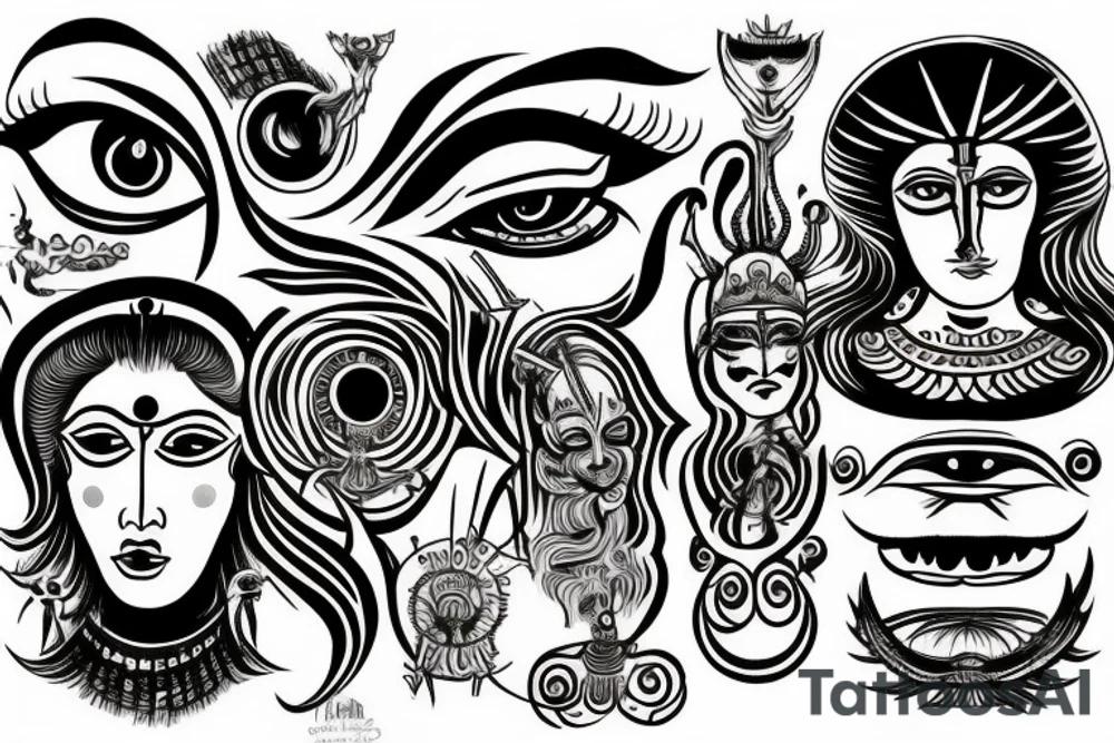 multiple vision eyes shiva tattoo idea