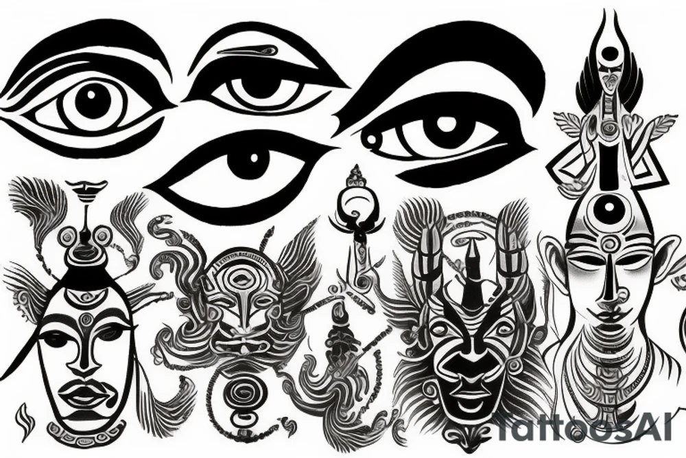 multiple vision eyes shiva tattoo idea
