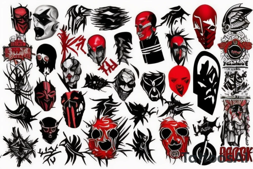 full arm, red and black tattoo idea