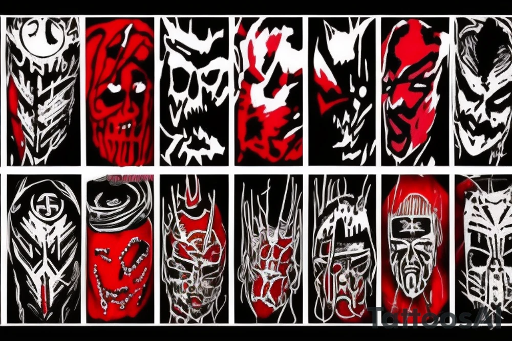 full arm, red and black tattoo idea