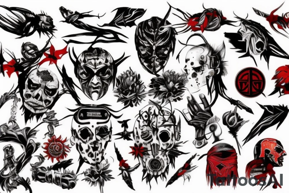 full arm, red and black tattoo idea