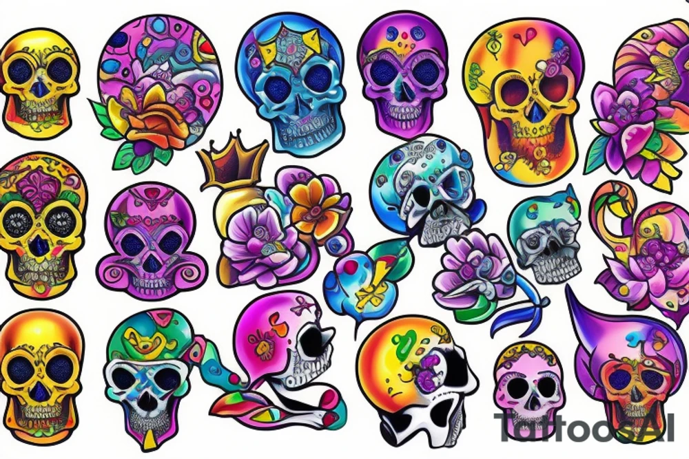 Melting royal skull tattoo idea