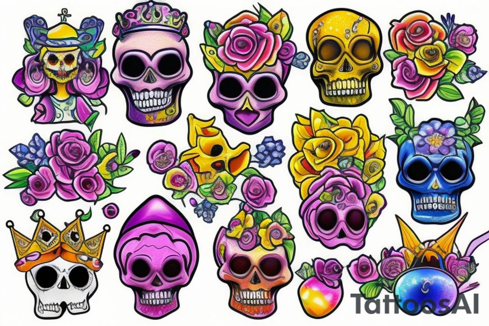 Melting royal skull tattoo idea