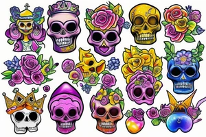 Melting royal skull tattoo idea