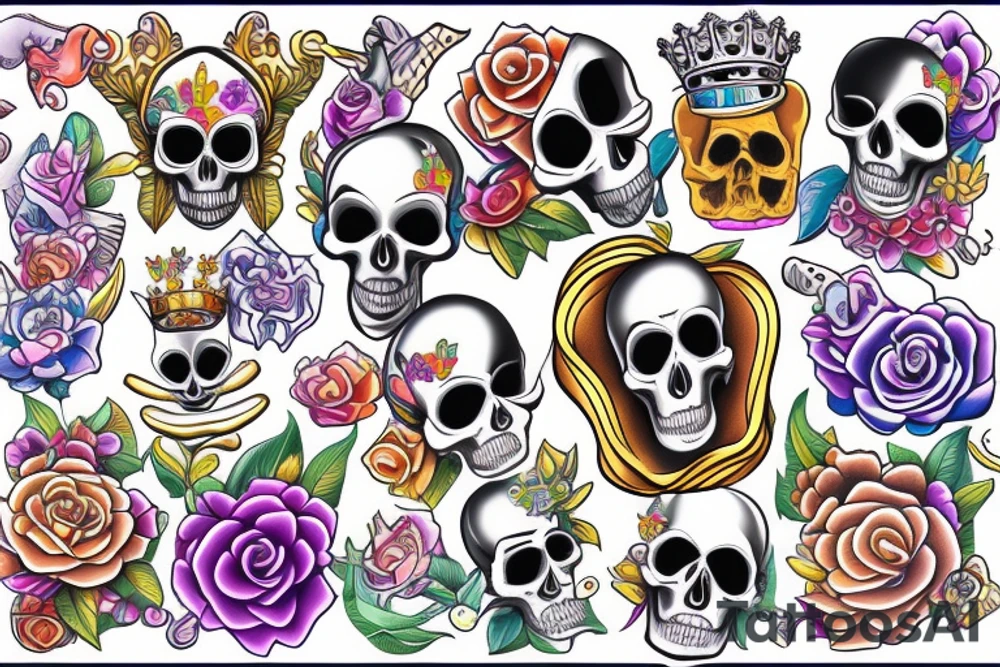 Melting royal skull tattoo idea