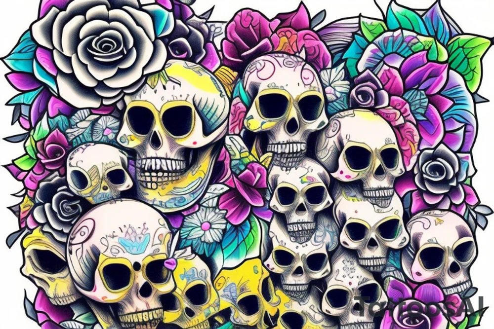 Trippy royal  skull tattoo idea