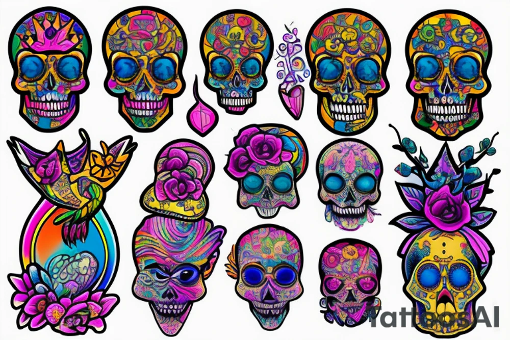 Trippy royal  skull tattoo idea