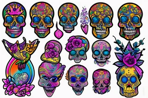 Trippy royal  skull tattoo idea