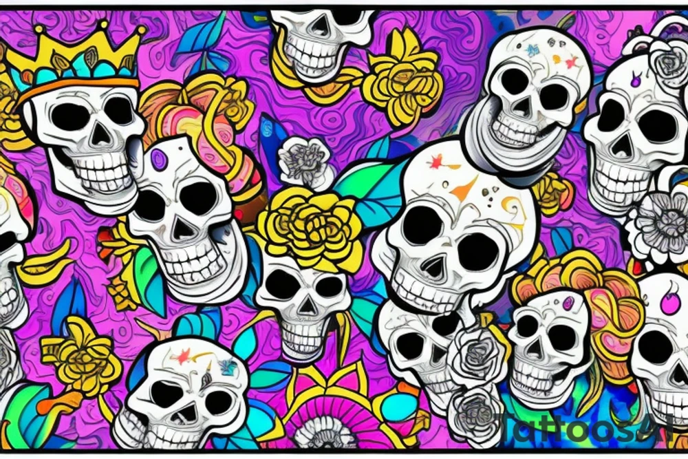 Trippy royal  skull tattoo idea
