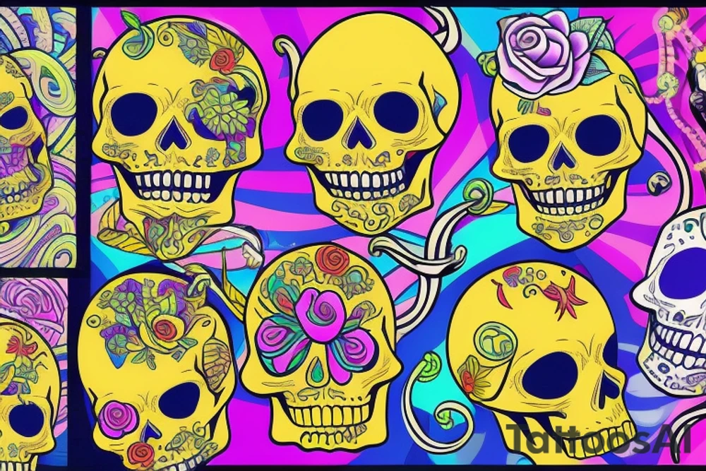 Trippy royal  skull tattoo idea