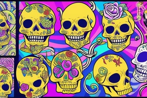Trippy royal  skull tattoo idea