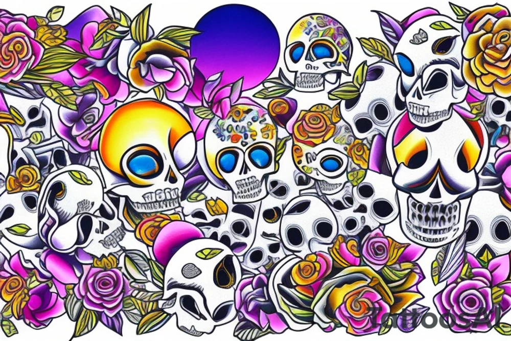 Trippy royal  skull tattoo idea