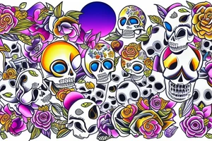 Trippy royal  skull tattoo idea