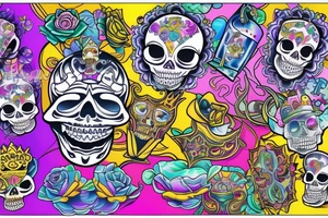 Trippy royal  skull tattoo idea