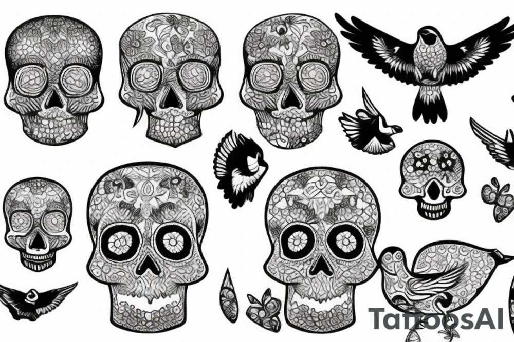 skull on a bird tattoo idea