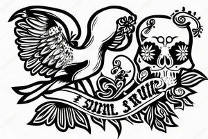 skull on a bird tattoo idea