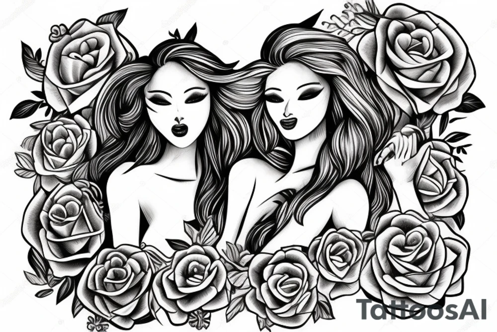Two women in love tattoo idea