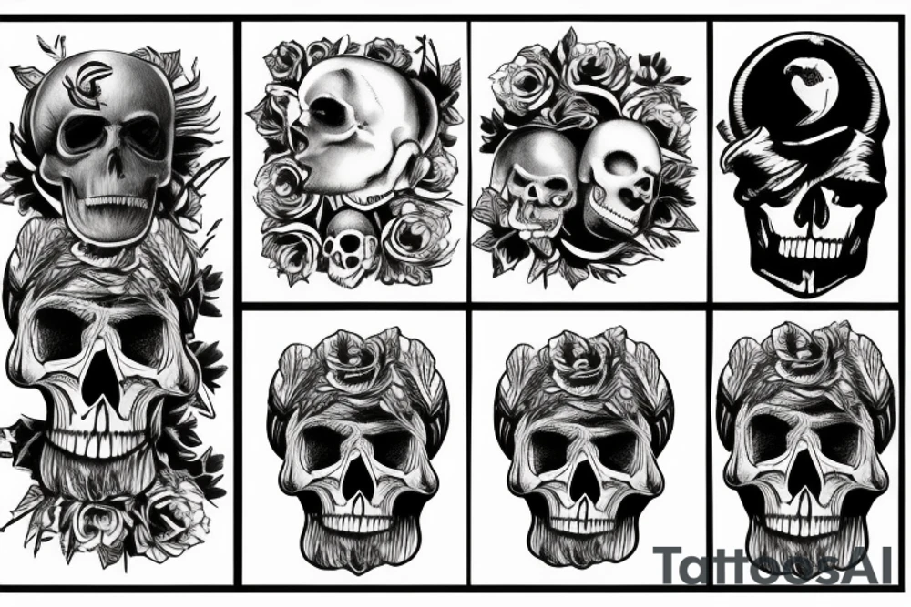 crow sitting on top of a skull tattoo idea