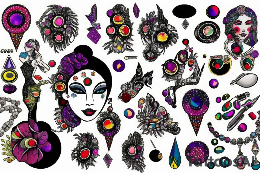 Jeweled woman tattoo idea