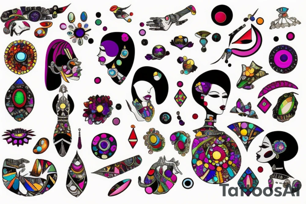Jeweled woman tattoo idea