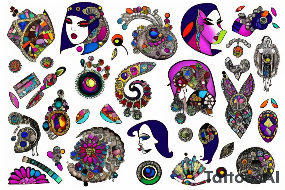 Jeweled woman tattoo idea