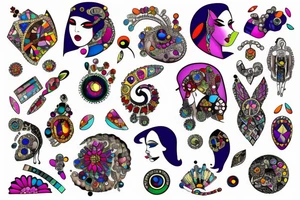Jeweled woman tattoo idea