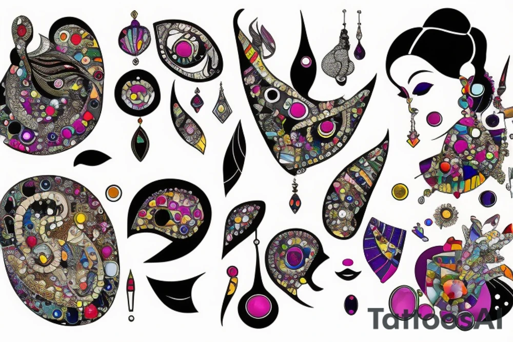 Jeweled woman tattoo idea