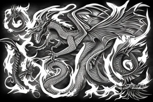 undead dragon black flames tattoo idea