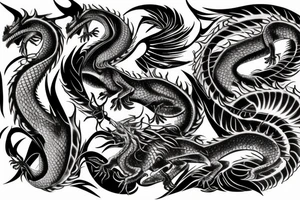 undead dragon black flames tattoo idea