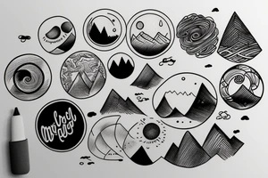 circular mountains tattoo idea