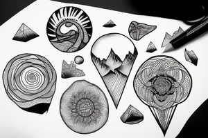 circular mountains tattoo idea