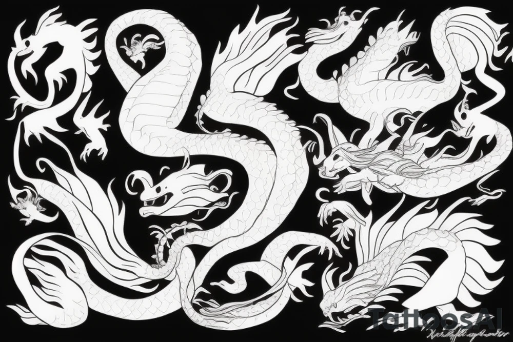 Arial from the little mermaid with dragon wings tattoo idea