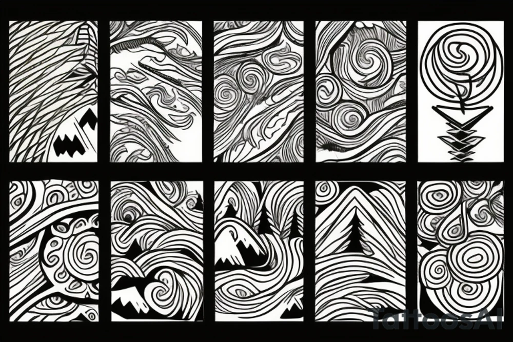 mountains and trees tattoo idea