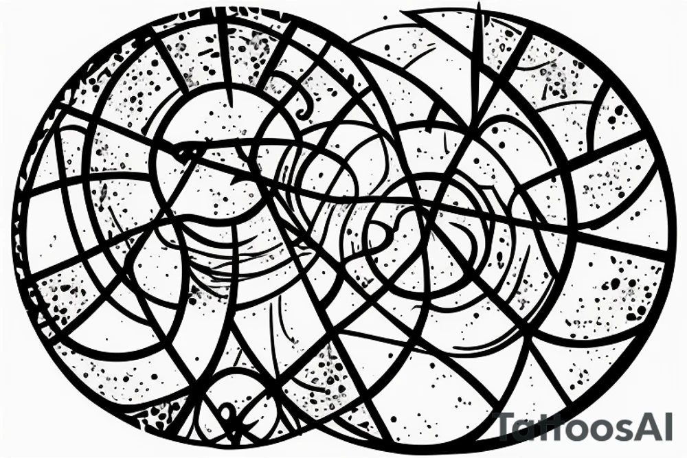Hourglass in a circle with shattered glass tattoo idea