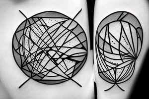 Hourglass in a circle with shattered glass tattoo idea
