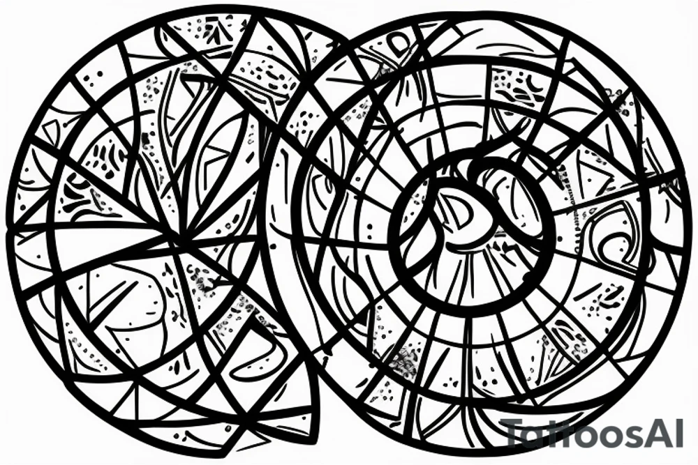 Hourglass in a circle with shattered glass tattoo idea