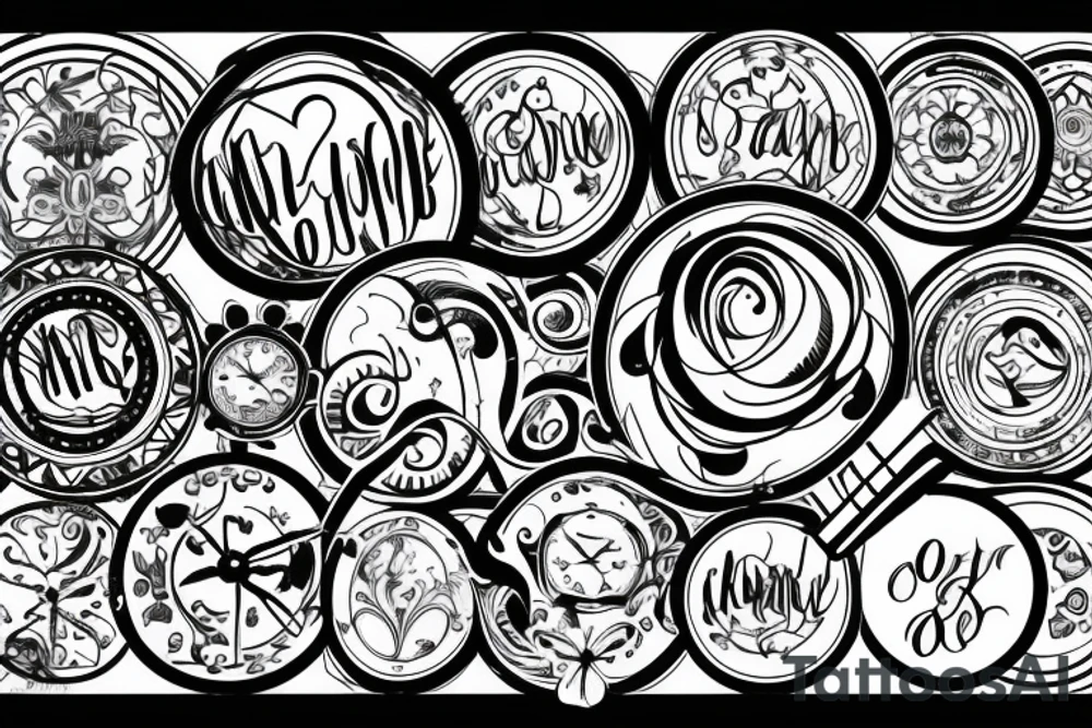 Hourglass in a circle. Glass around the circled line, which is shattered tattoo idea