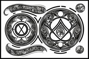 Hourglass in a circle. Glass around the circled line, which is shattered tattoo idea
