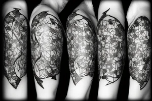 Hourglass in shattered glass pieces tattoo idea