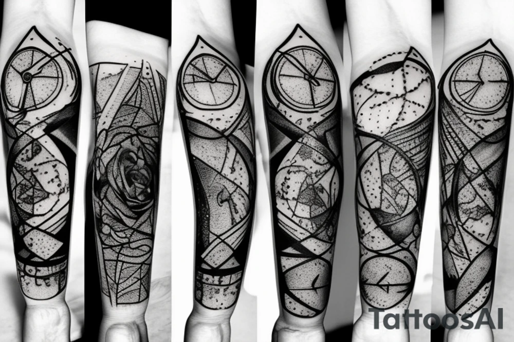 Hourglass in shattered glass pieces tattoo idea